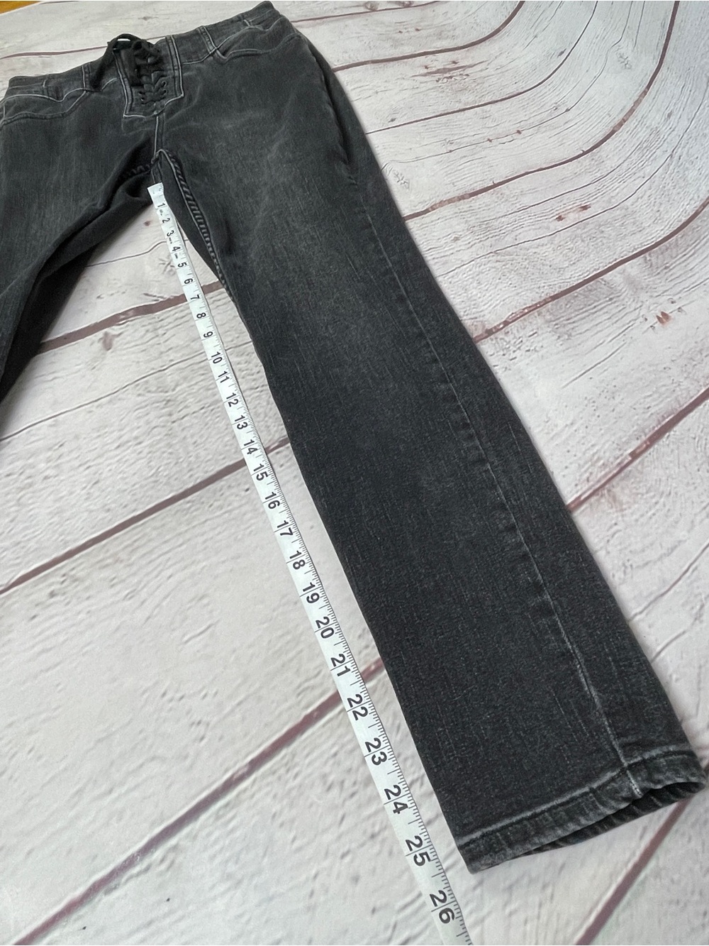 WE THE FREE CRVY charcoal gray lace-up high-waist skinny stretchy jeans, size 29 - Picture 12 of 16